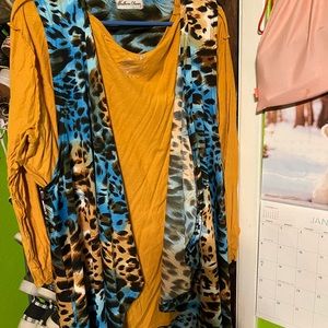 Southern Charm Blue Tan Leopard Sheer Vest